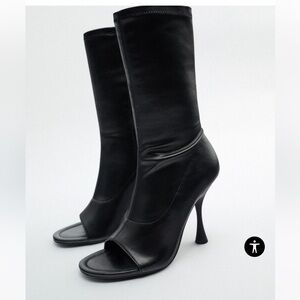 ZARA OPEN TOE HEELED ANKLE BOOTS